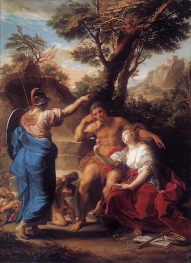 Cuadro titulado Hércules en la encrucijada pintado por Pompeo Batoni. Es una representación de la Y-ipsilon como dilema